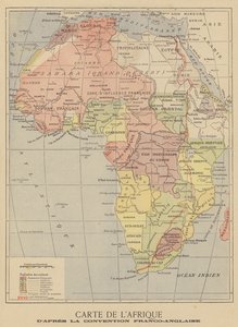 Kart over Afrika etter signeringen av den anglo-franske avtalen fra mars 1899